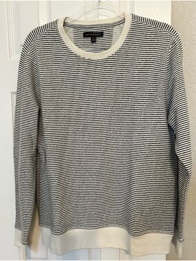 Banana Republic Men's Black & CreamThin-Stripe Crewneck Sweater